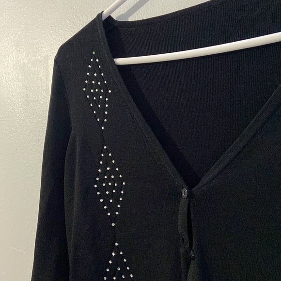Bling Argyle Black Cardigan Long Sleeve - Picture 3 of 4